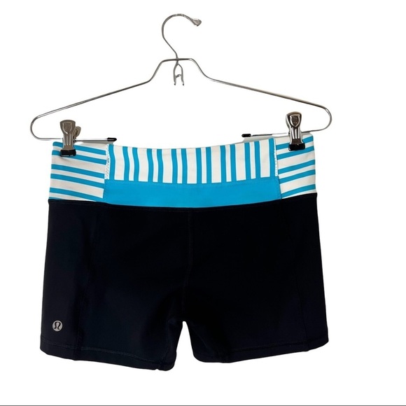 Lululemon Run - Fast Track Short (Black/Twin Stripe Spry Blue) - Picture 4 of 11